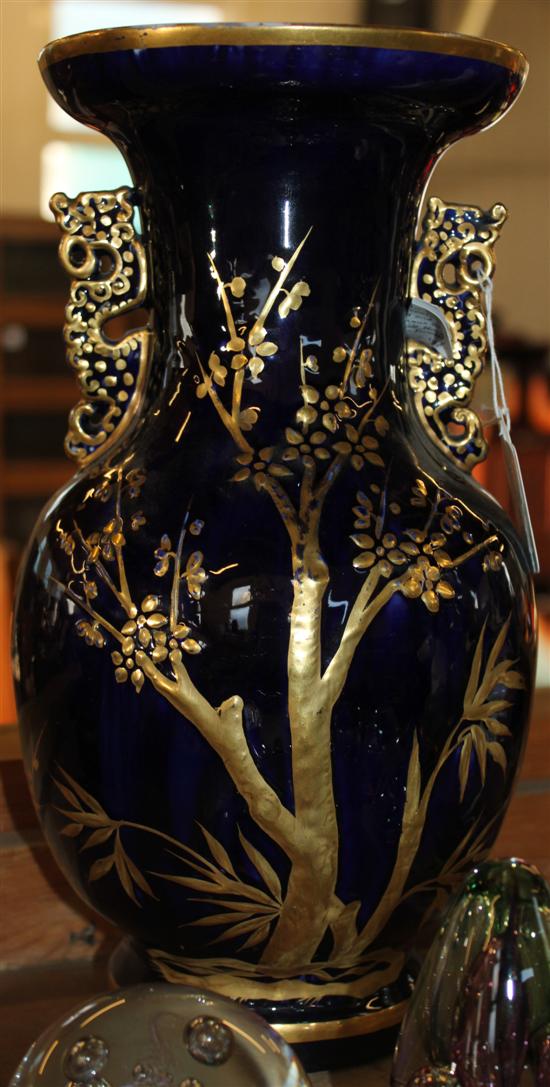 19th Century cobalt blue/gilt vase